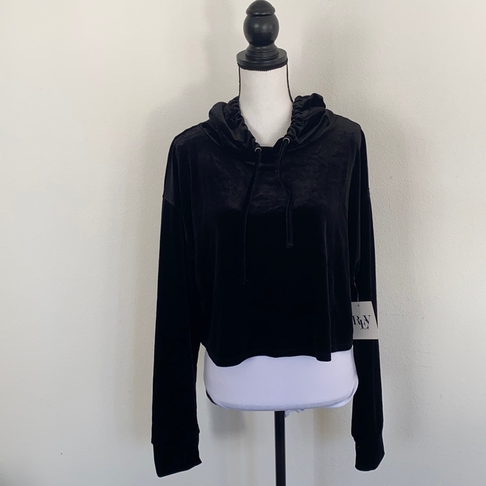 REV Revelation Black Velvet cropped hoodie